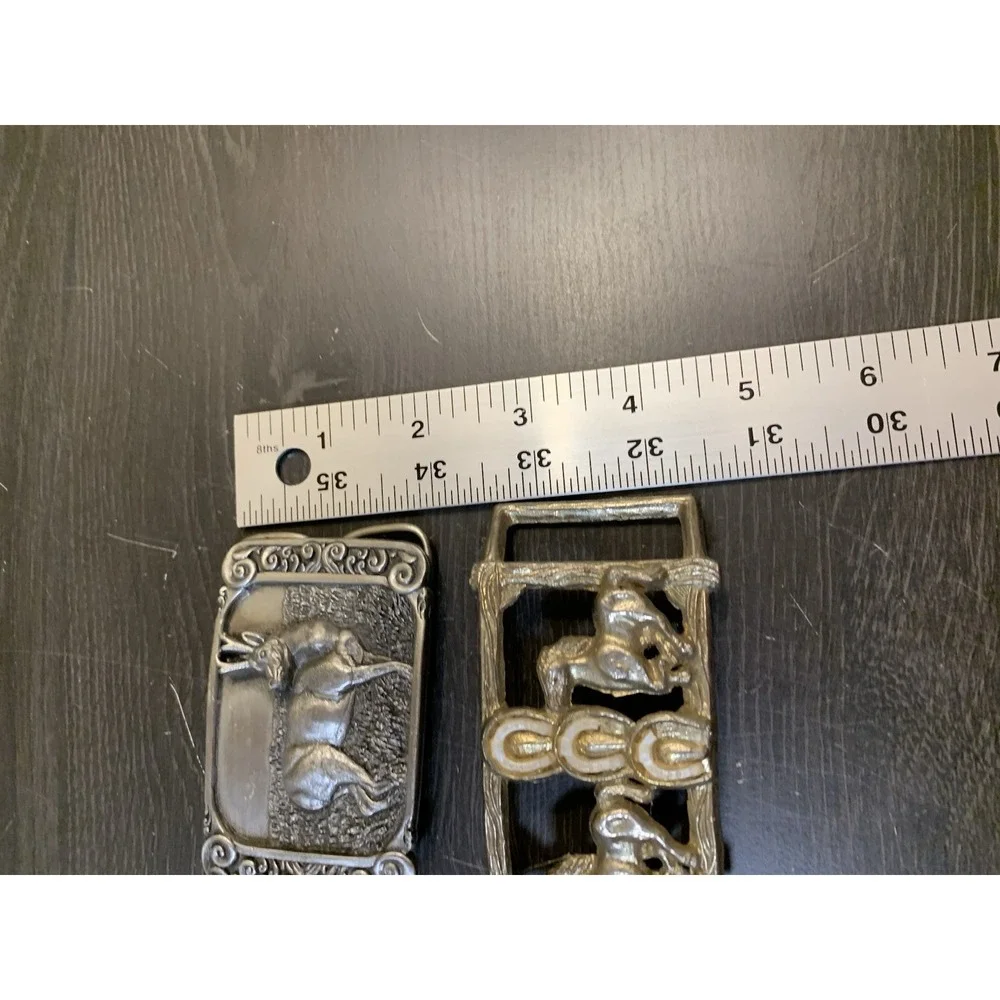 Lot Of 2 Vintage Belt Buckles Siskiyou‎ Bergamot Antelope & Double Horse